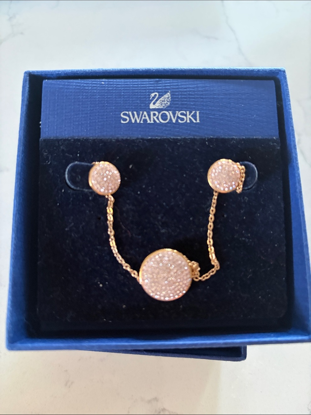 Swarovski Rose Gold Crystal Chain necklace with an earring set